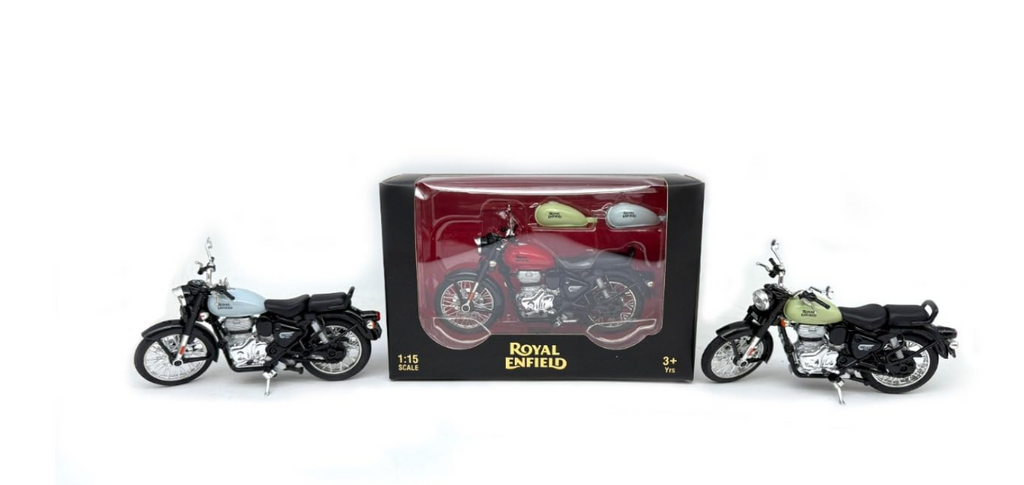 Official Licenced Royal Enfield 1:15 Scale Diecast Motorcycle Bullet Bike Detacheble Parts with 3 Colored Fuel Tank