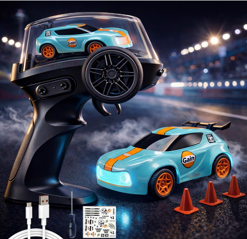 Desktop 1:64 Drift Remote Control Car with LED Lights