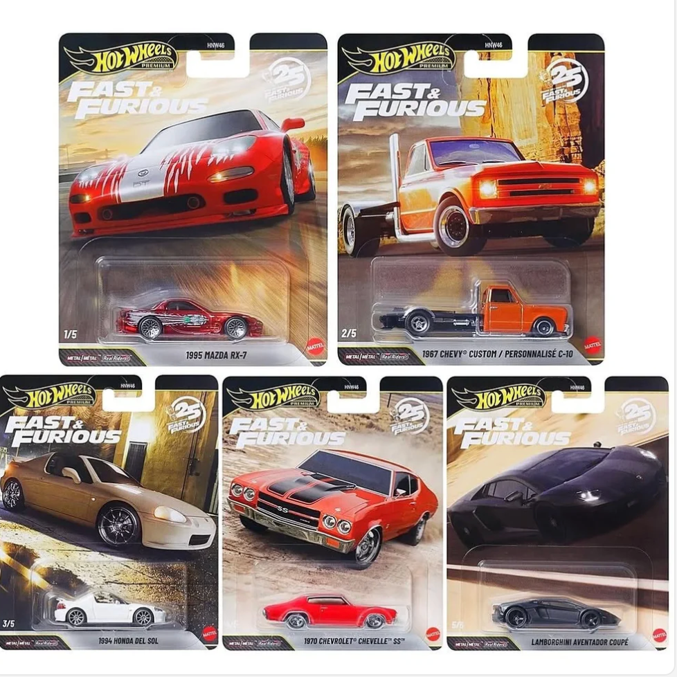 Hot Wheels HNW46-P Fast & Furious 25th Anniversary 2026 Premium Series(Set of 5)
