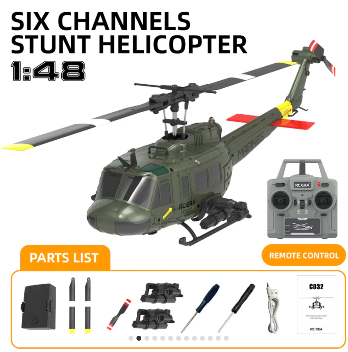 C032 RC Helicopter 2.4G 6-Aixs Gyroscope 6CH Altitude Hold Optical Flow Brushless Remote Control Helicopter