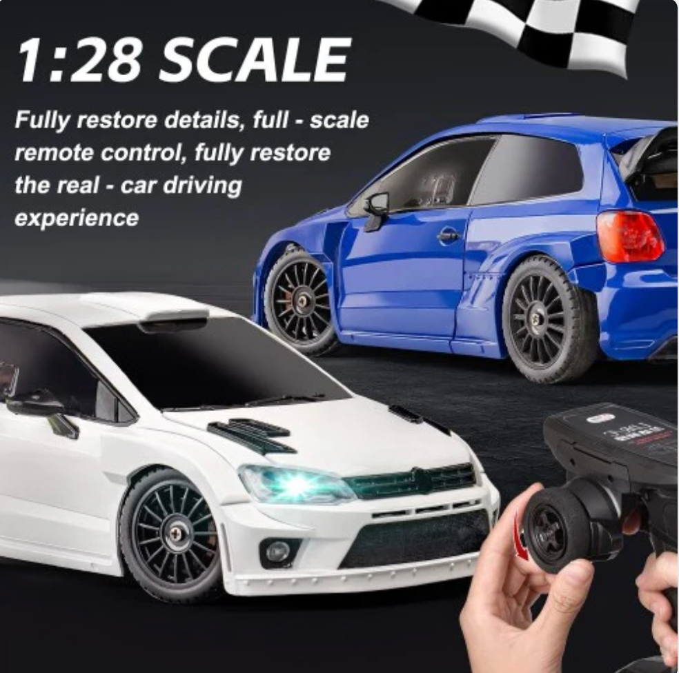 LDRC Polo RC Drift Car 1:28 Scale 4WD RTR with LED Lights & 2.4GHz Controller