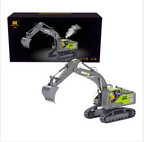 HUINA 1661 1:18 Scale RC Excavator - Die-Cast Metal Construction Vehicle with LED Lights