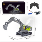 HUINA 1661 1:18 Scale RC Excavator - Die-Cast Metal Construction Vehicle with LED Lights