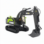HUINA 1661 1:18 Scale RC Excavator - Die-Cast Metal Construction Vehicle with LED Lights