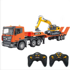 HUINA 1319 1:24 Scale 9CH RC Tractor Truck with Flatbed Trailer & Excavator