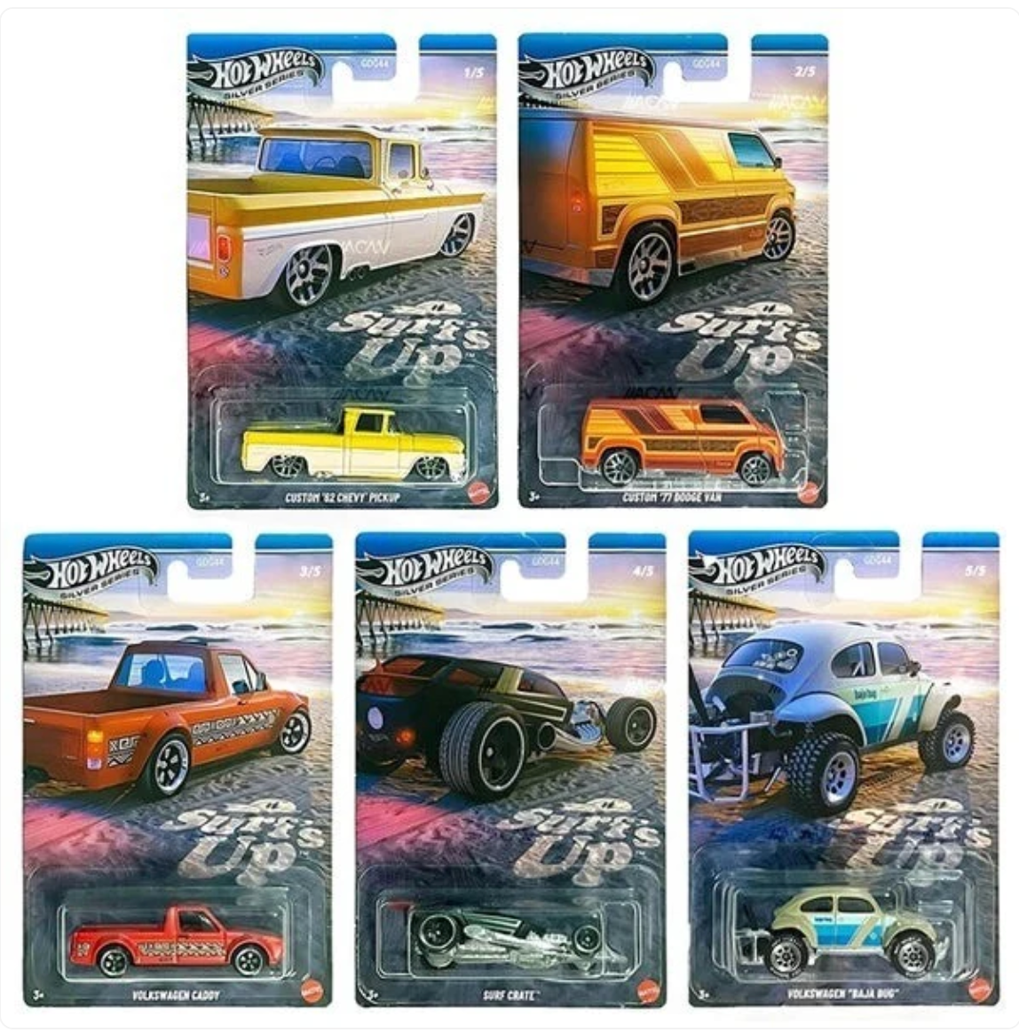 Hot Wheels Silver Series Surfs Up Complete Set of 5