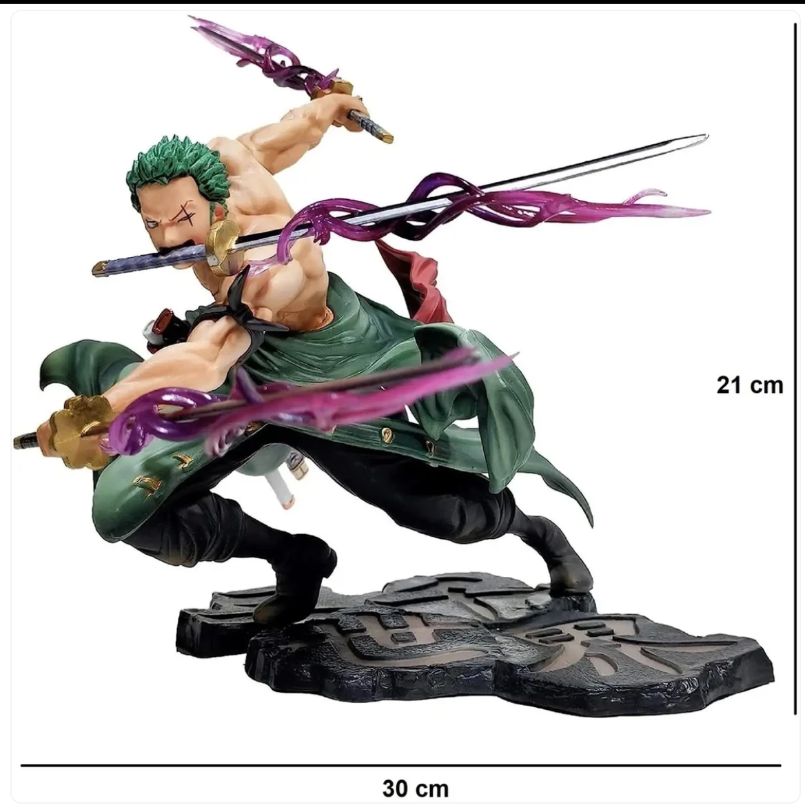 Roronoa Zoro | Three Sword Style Santoryu | 16CM | One Piece | Anime Action Figure | Purple Energy Effect