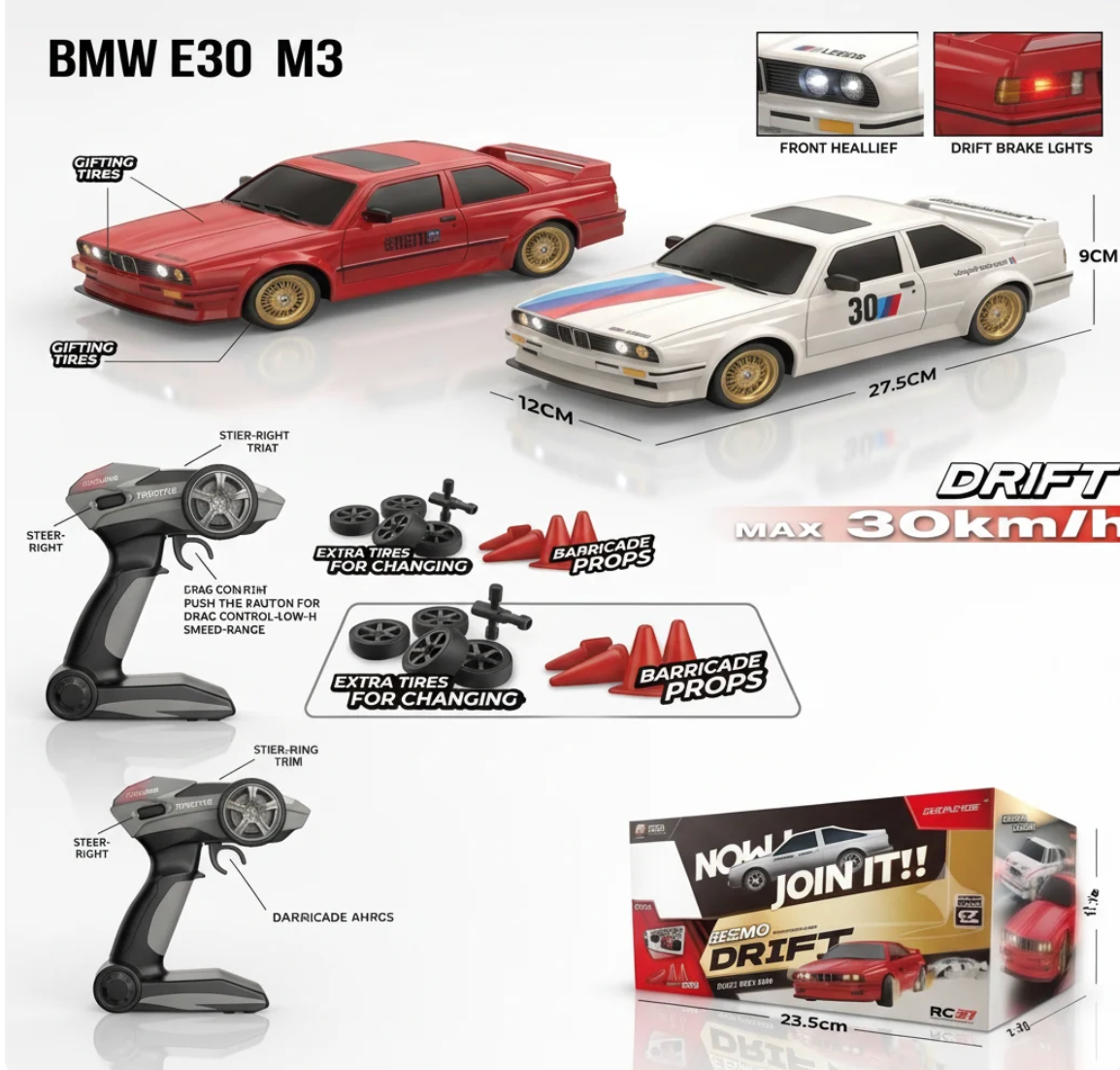 BMW E30 Style | 1:16 Scale | RC Drift Car | 30KM/H | 4WD