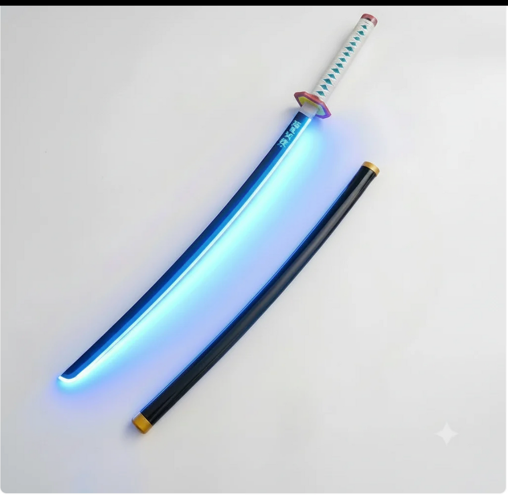 Demon Slayer Cosplay Sword | Giyu Tomioka Nichirin Katana Replica Sword with LED Light and USB Charging | 104cm Length