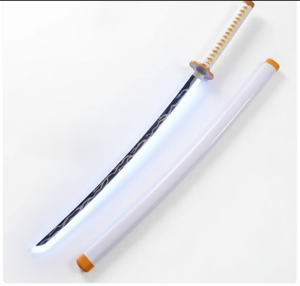 Demon Slayer Cosplay Sword | Zenitsu Agatsuma Nichirin Katana Replica Sword with LED Light and USB Charging