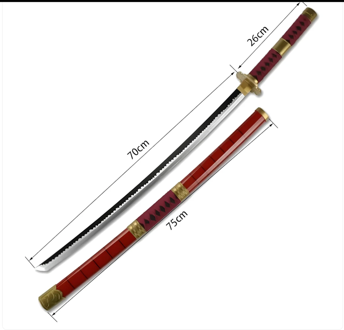 One Piece Zoro Cosplay Sword | Sandai Kitetsu Katana Replica Sword | 104cm Length | LED Light and USB Charging