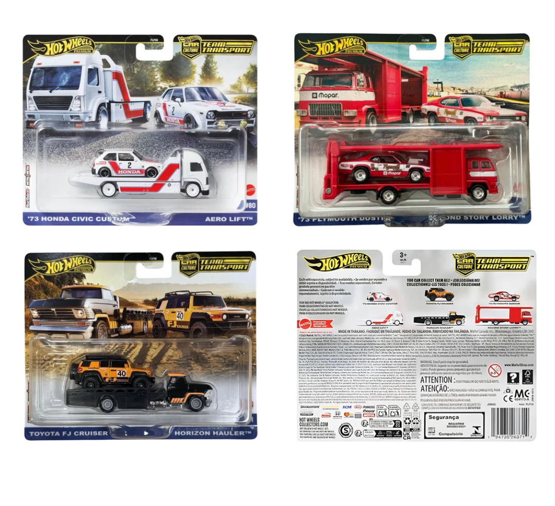 Hot Wheels | Car Culture Team Transport | 4 Piece Box | 1:64 Diecast Cars & Transporters