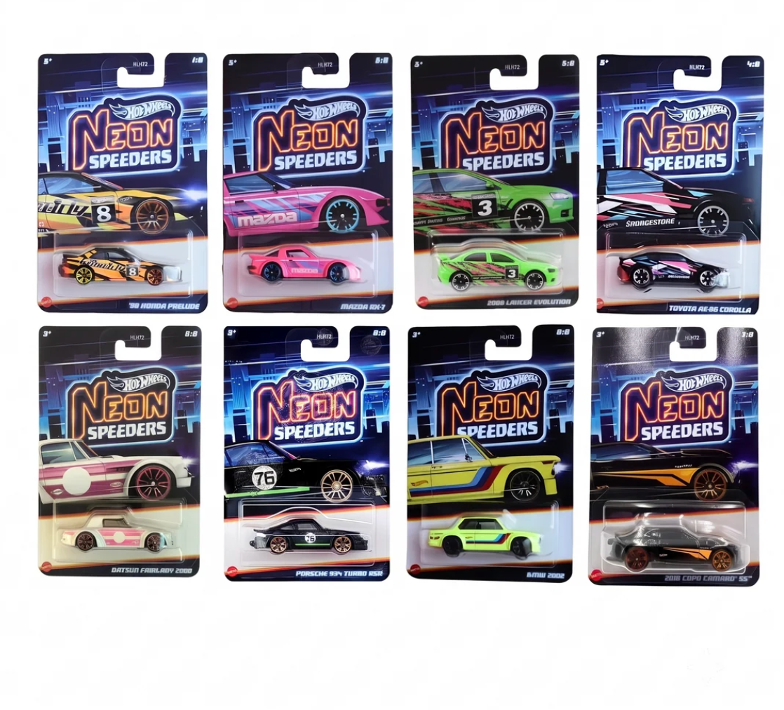 Hot Wheels | Neon Speeders 10 Piece Set | 1:64 Diecast Cars | Neon Speeders Collection