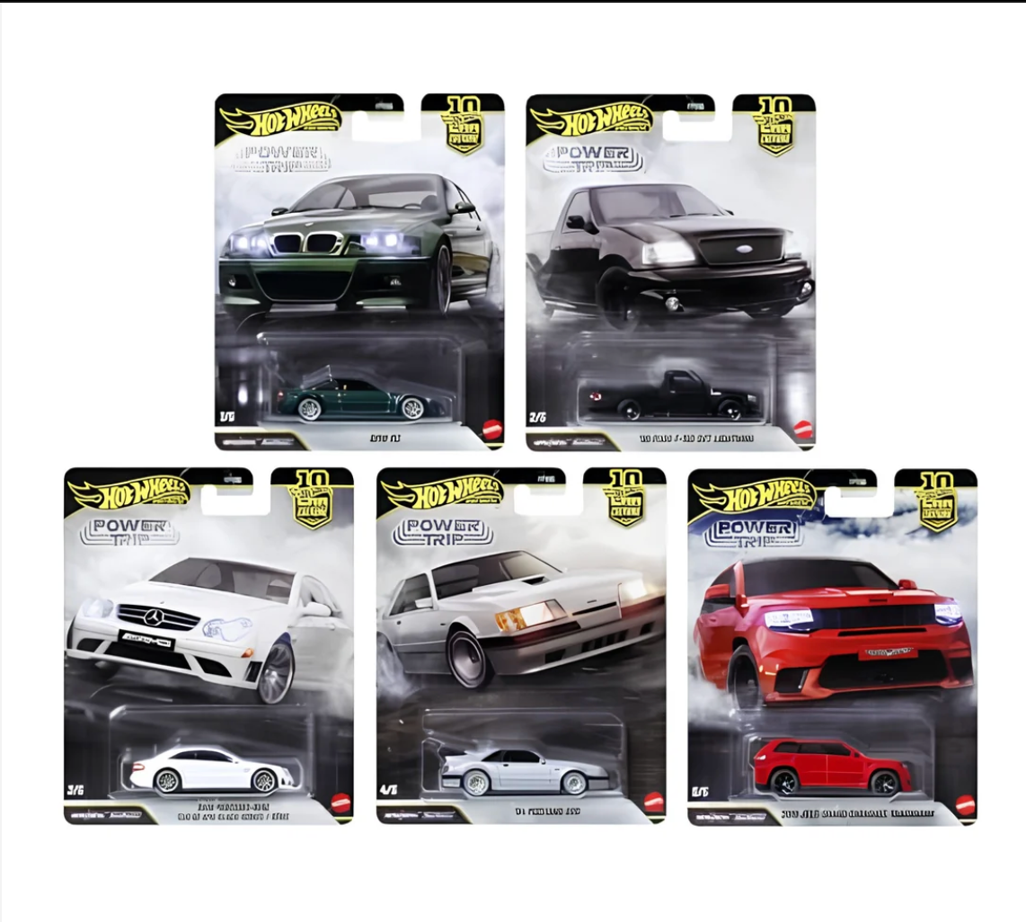 Hot Wheels Premium Car Culture Power Trip | 5-Car Set | 1:64 Diecast | Real Riders