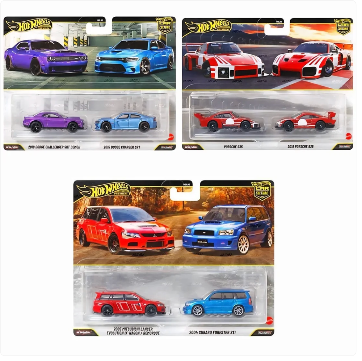 Hot Wheels Premium | HBL96-U | Car Culture | 3 Piece Set | 1:64 Diecast Cars | Real Riders