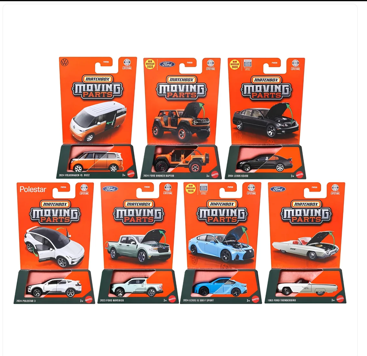 Matchbox Moving Parts | FWD28 | 7 Piece Set | 1:64 Diecast Cars