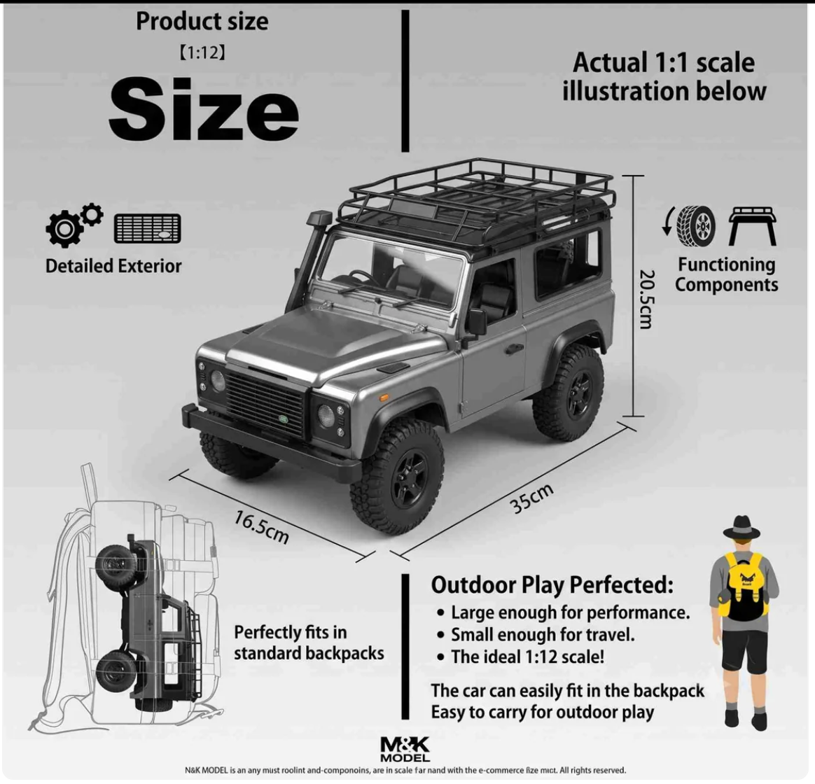MNRC | Land Rover Defender D90 (MN99S) | 4WD Crawler | 1:12 Scale