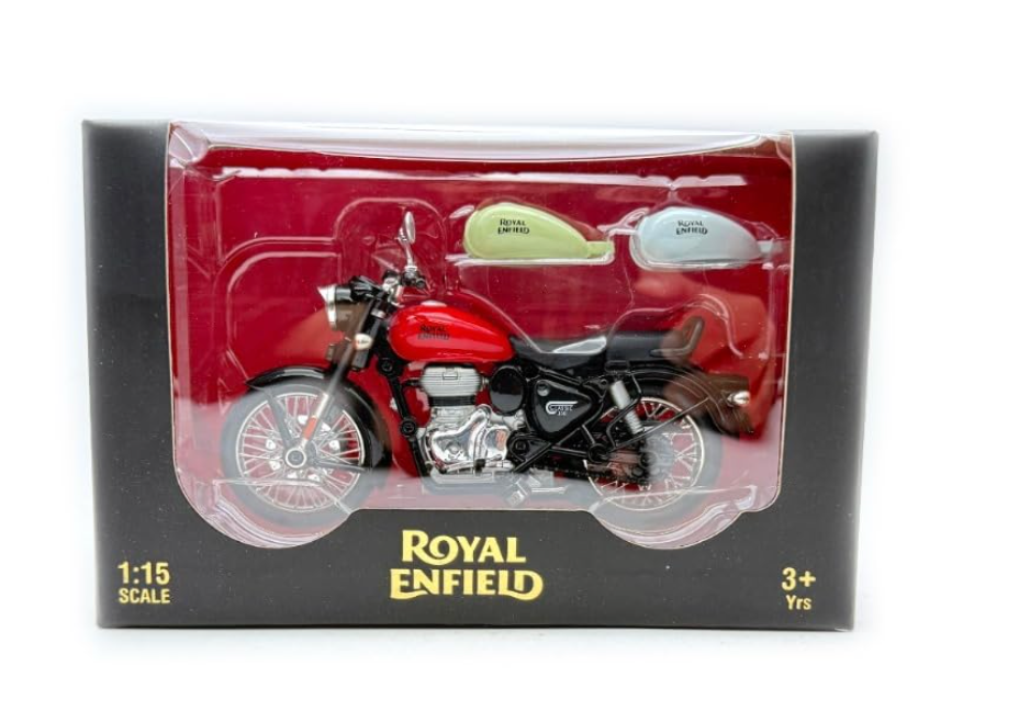 Official Licenced Royal Enfield 1:15 Scale Diecast Motorcycle Bullet Bike Detacheble Parts with 3 Colored Fuel Tank