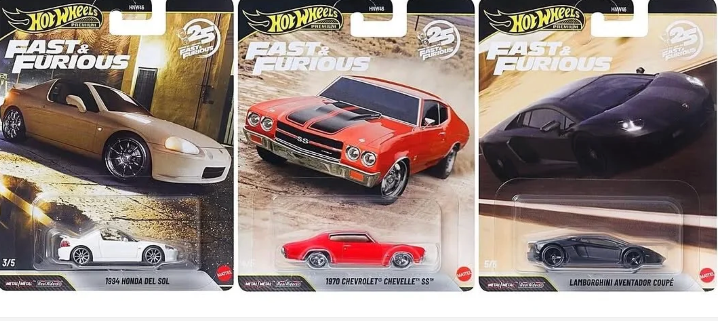 Hot Wheels HNW46-P Fast & Furious 25th Anniversary 2026 Premium Series(Set of 5)