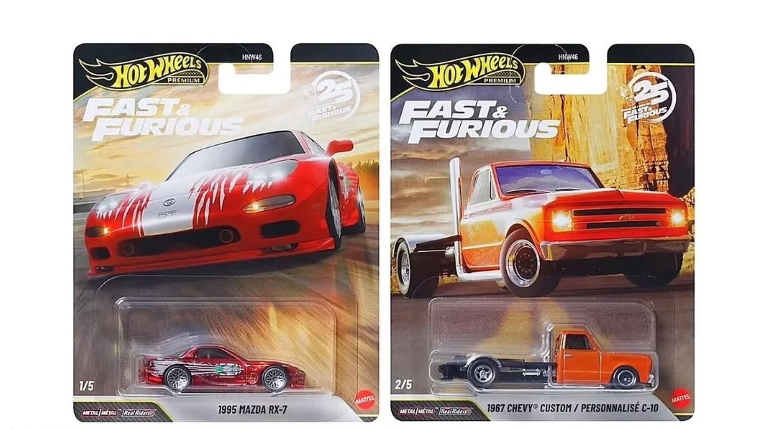 Hot Wheels HNW46-P Fast & Furious 25th Anniversary 2026 Premium Series(Set of 5)